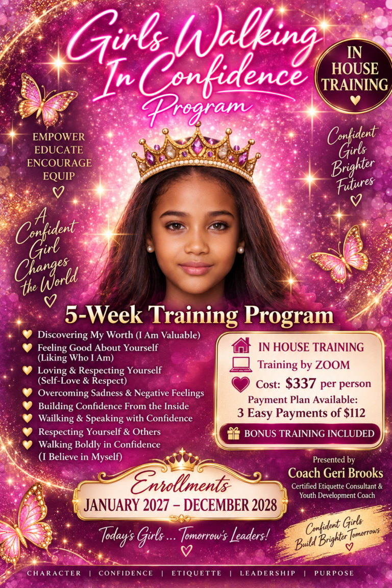 Smiling girl with crown on pink confidence flyer