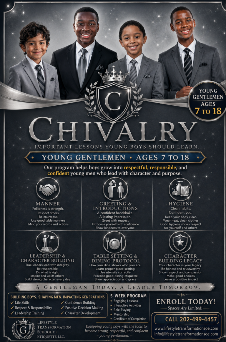 Chivalry program poster — four young gentlemen